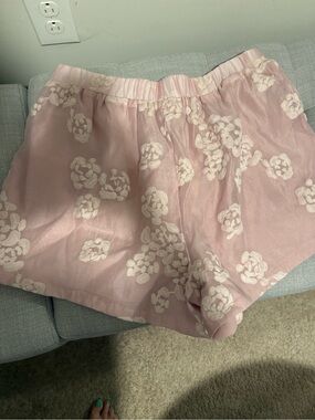 SHEIN Pink Floral Embroidered Shorts